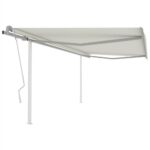 Manual Retractable Awning with Posts 45x3 m Cream