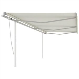 Manual Retractable Awning with Posts 6x35 m Cream