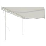 Automatic Retractable Awning with Posts 5x3 m Cream