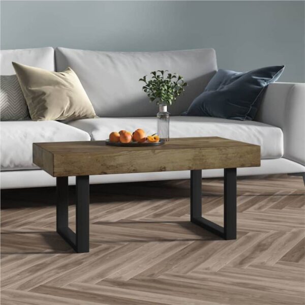 Coffee Table Dark Brown and Black 90x45x40 cm MDF and Iron