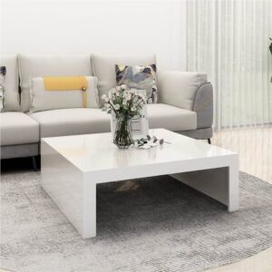 Coffee Table High Gloss White 100x100x35 cm Chipboard