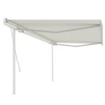 Manual Retractable Awning with Posts 5x35 m Cream