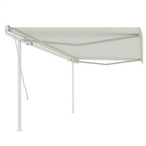 Manual Retractable Awning with Posts 5x35 m Cream